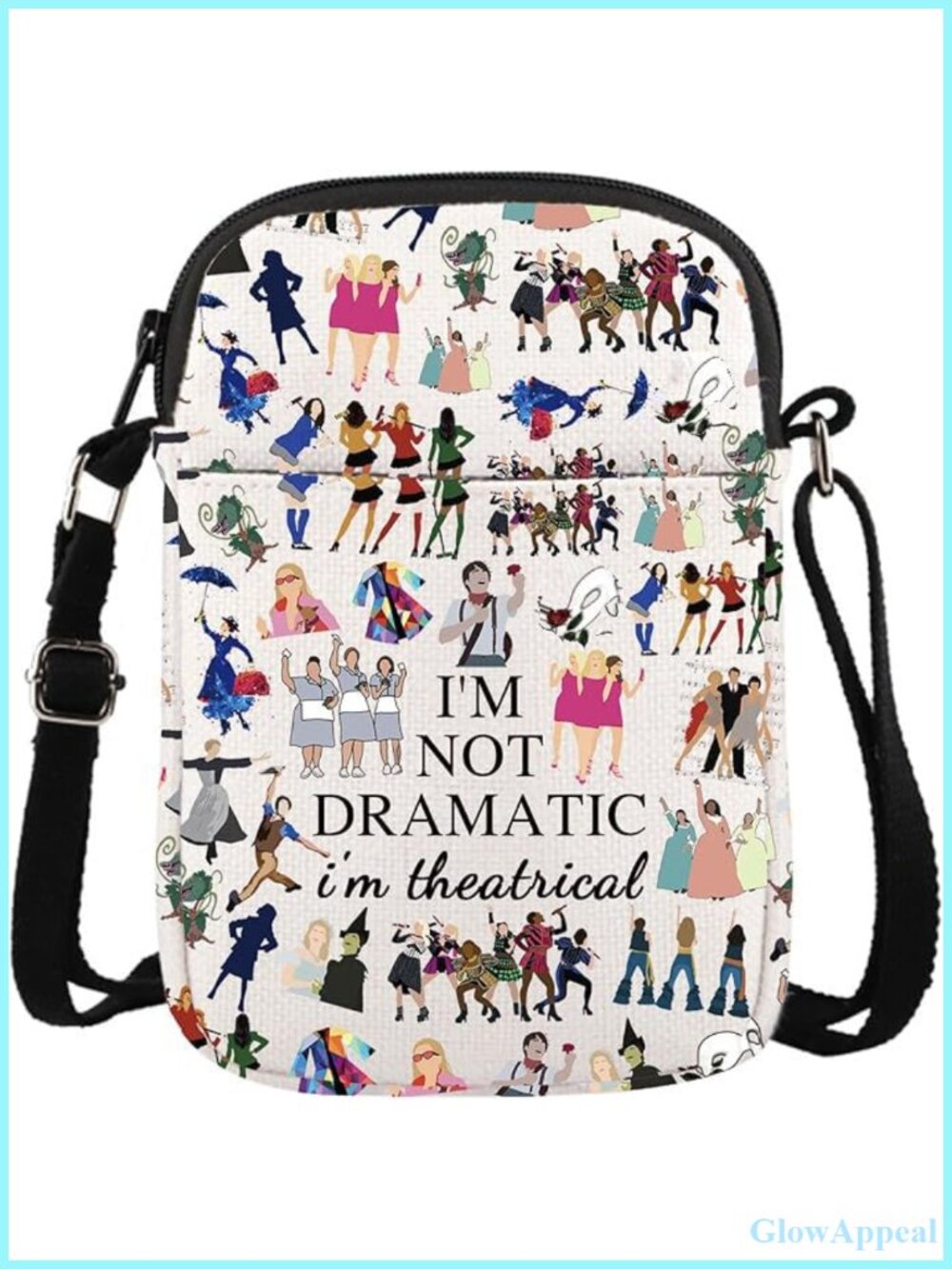 Musical Theatre Gift Zipper Pouch Crossbody Bag Canvas Theatrical